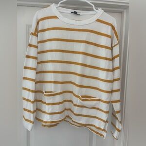 J. Crew Women White and Yellow Striped Sweater